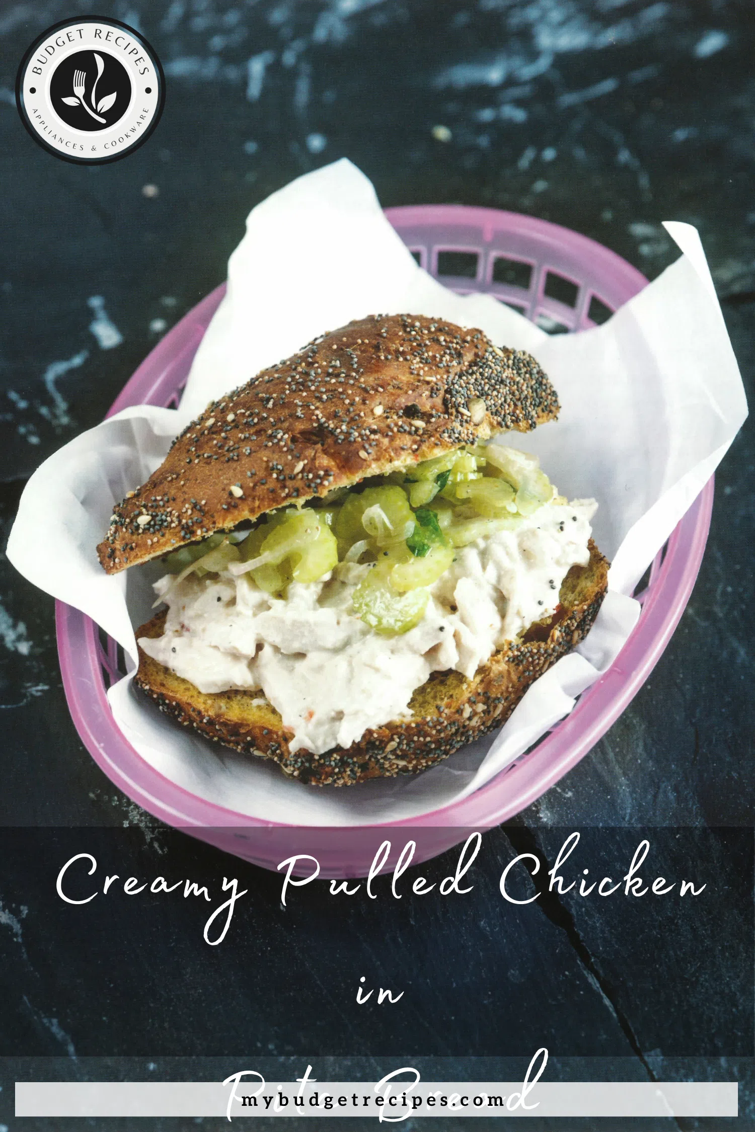 Creamy Pulled Chicken in Pita Bread Pin