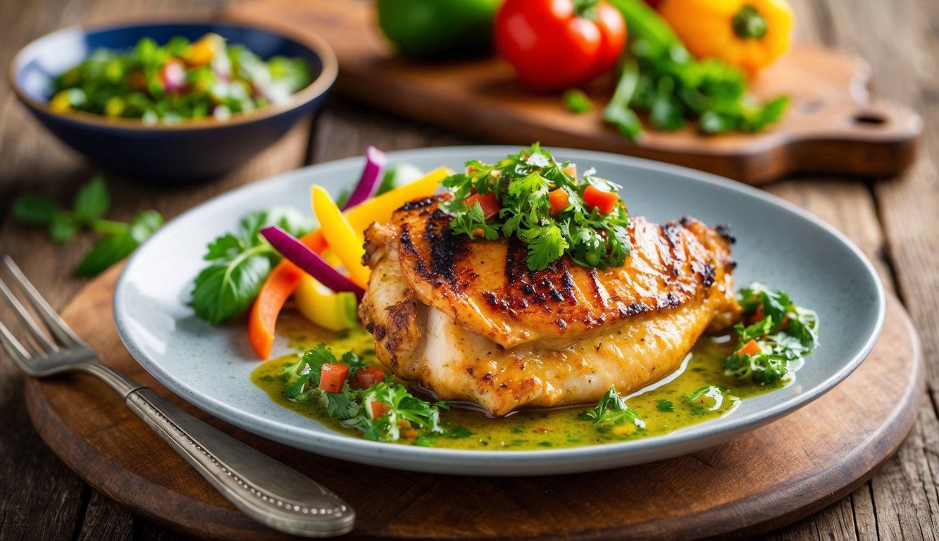Grilled Chicken Thighs with Vibrant Chimichurri Sauce