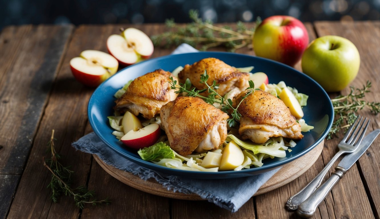 Sautéed Chicken Thighs with Cabbage and Apples