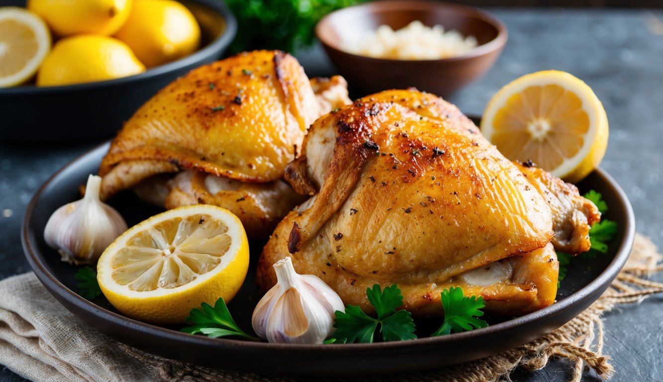 Savory Roast Chicken Thighs with Garlic and Lemon