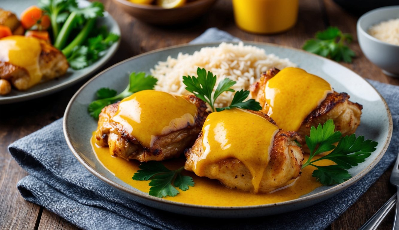 Spicy Honey Mustard Baked Chicken Thighs