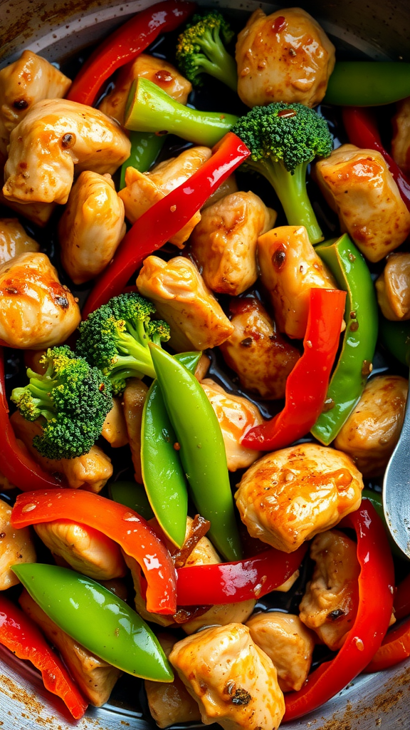 Delicious chicken thigh stir-fry with colorful vegetables