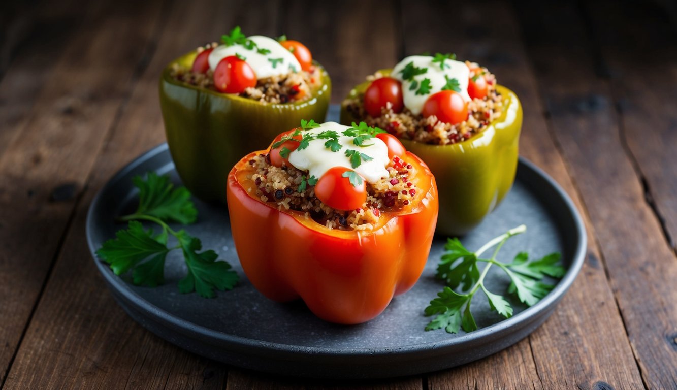 Quinoa Stuffed Bell Peppers with Ground Turkey
