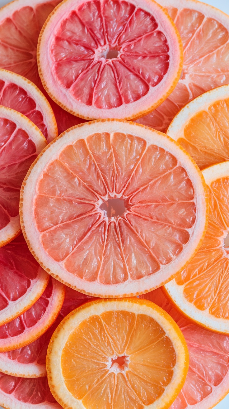 Dehydrated grapefruit slices arranged in a circle.