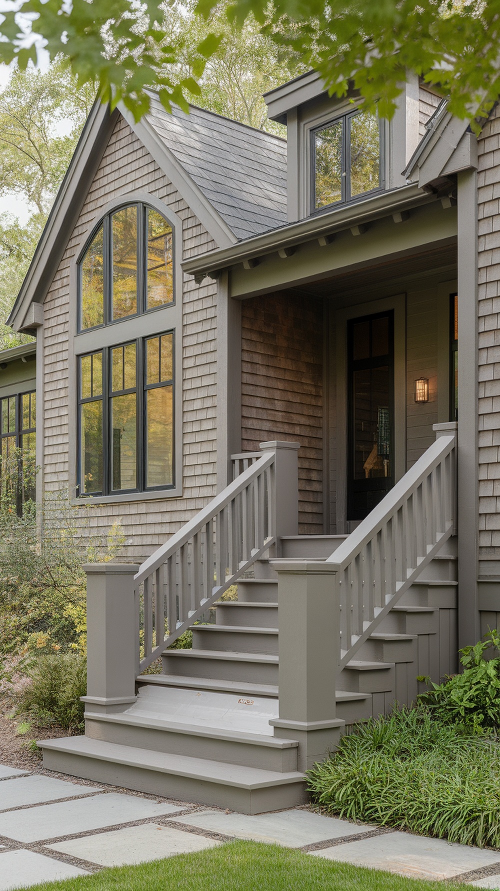 Exterior of house painted in Agreeable Gray