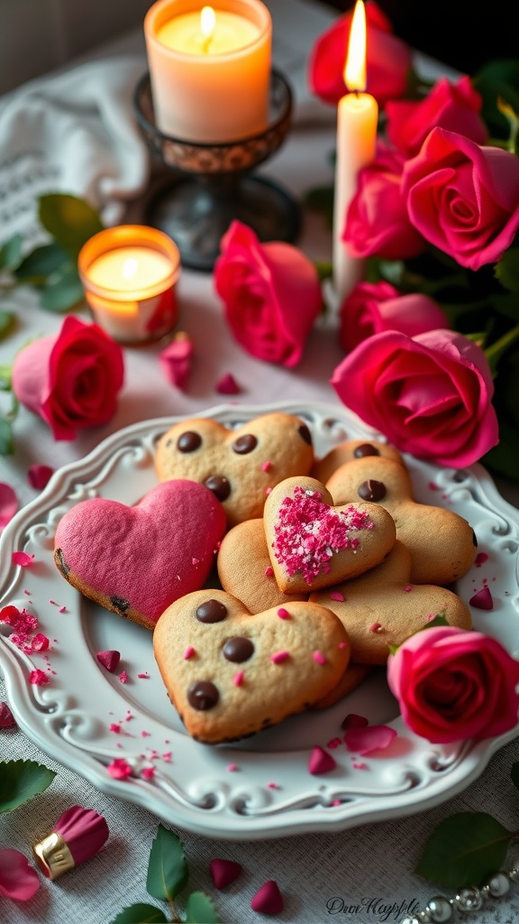 Heart-shaped chocolate chip cookies perfect for Valentine's Day