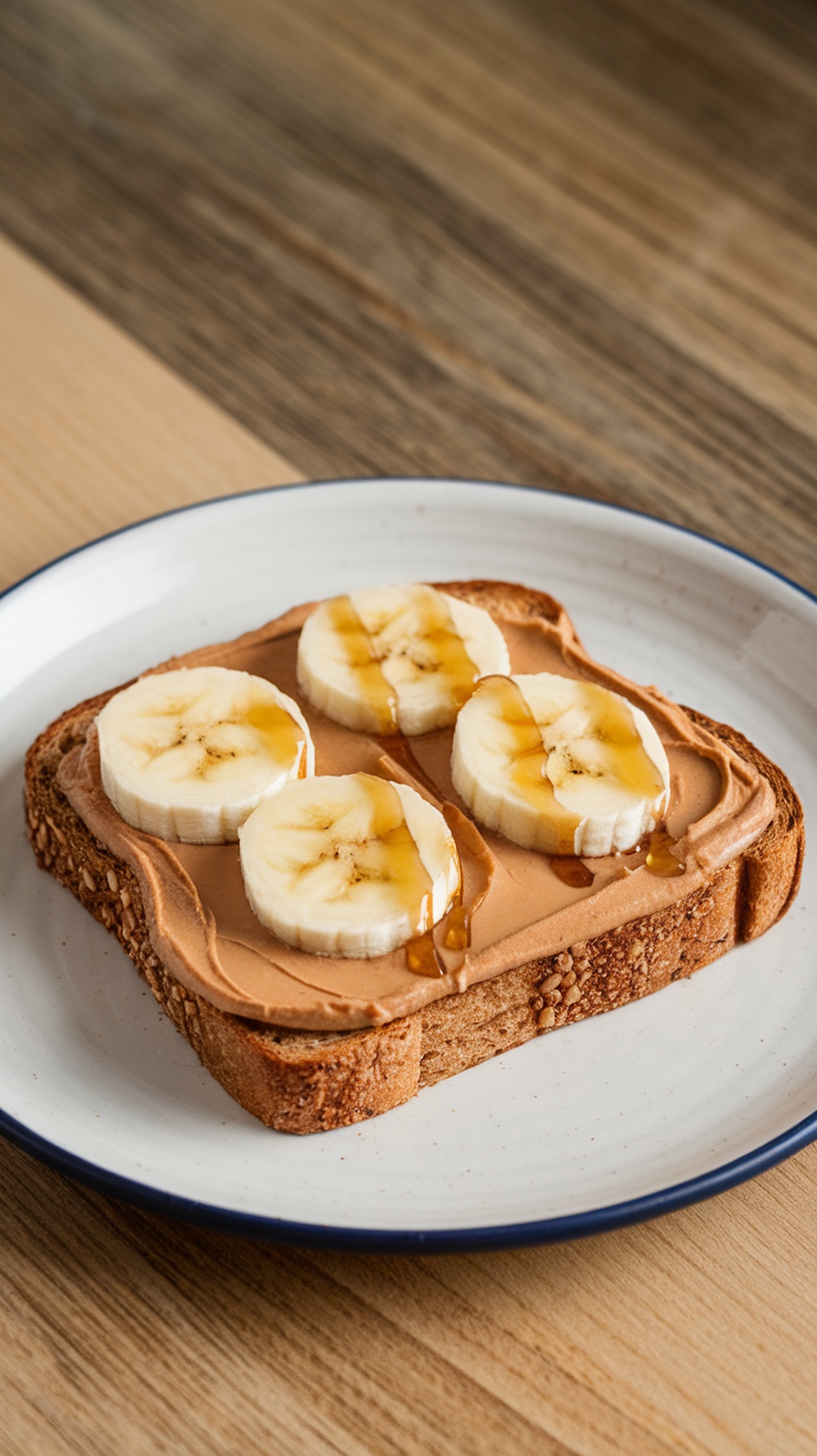 Delicious peanut butter banana toast on a plate