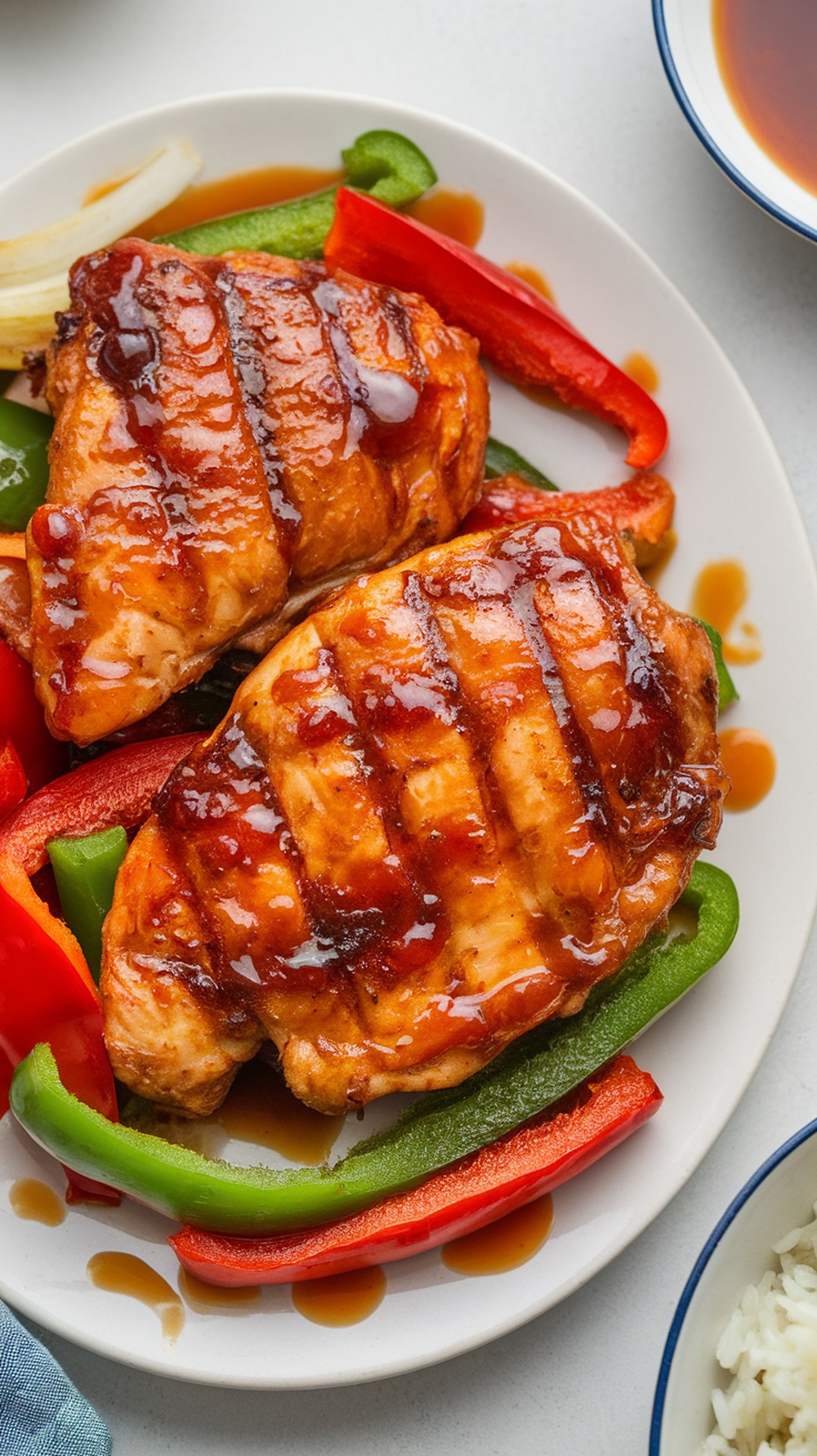 Delicious Sweet and Sour Grilled Chicken with colorful vegetables