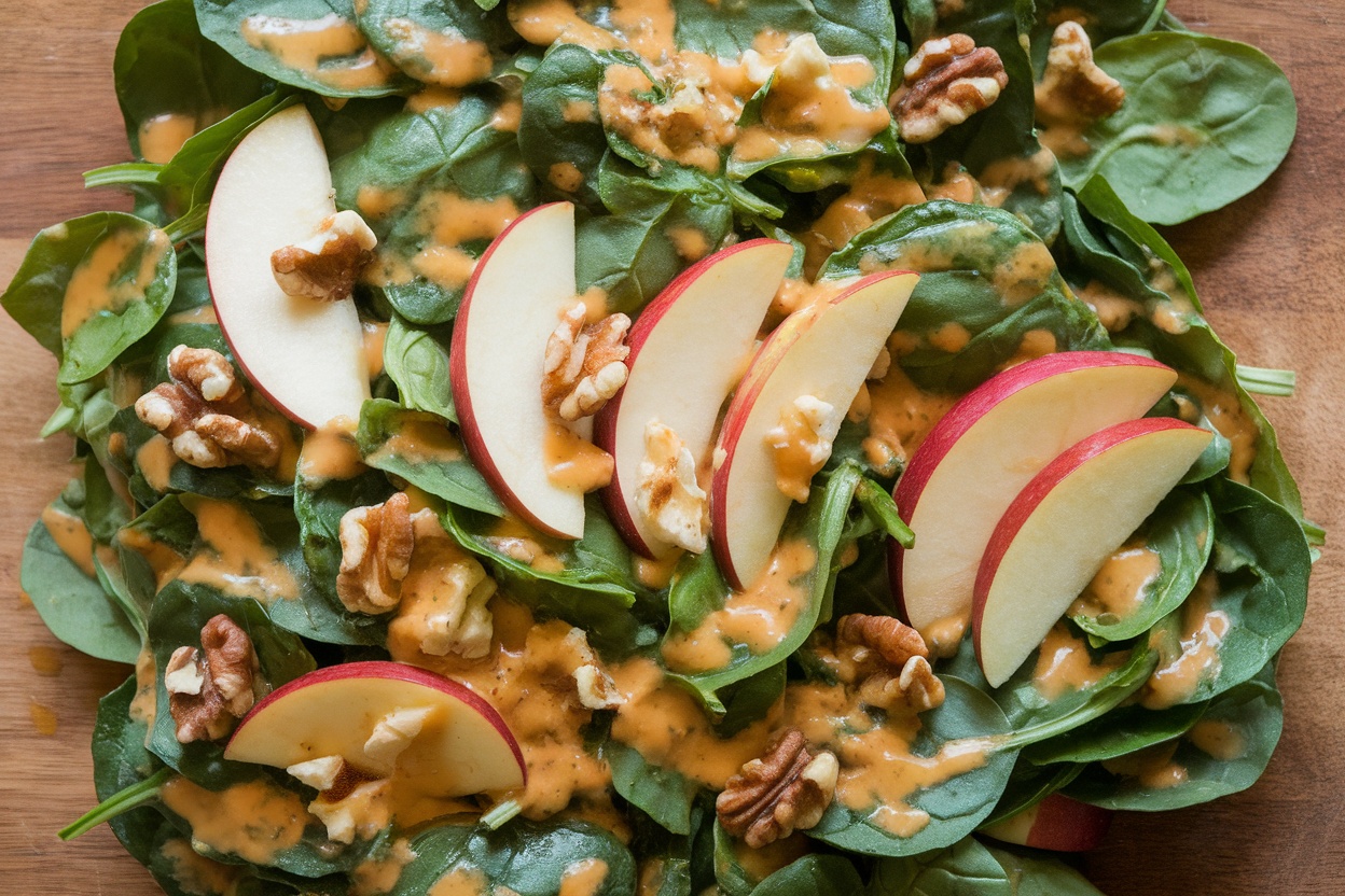 Spinach Salad with Apples and Cheddar