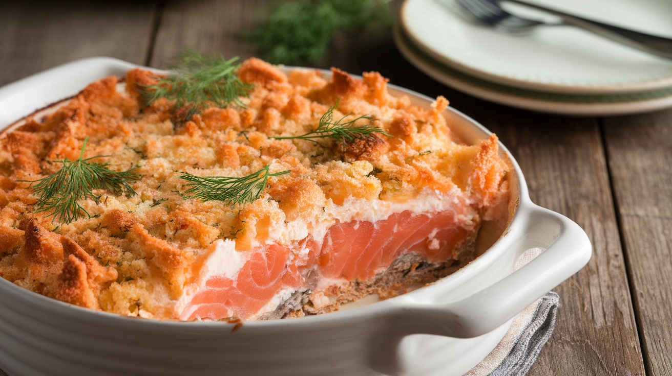 Smoked Salmon and Cream Cheese Casserole
