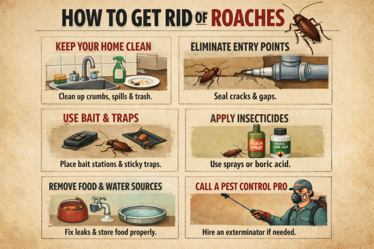 How To Get Rid Of Roaches At Home