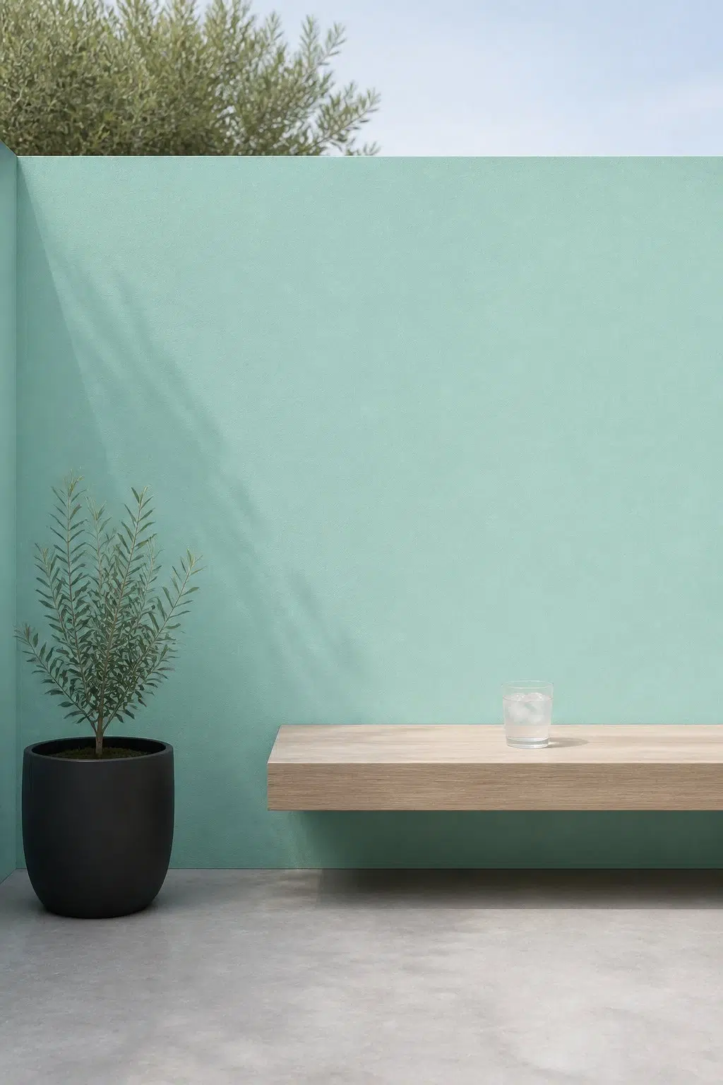 minimalist patio featuring Aqueduct by Sherwin-Williams
