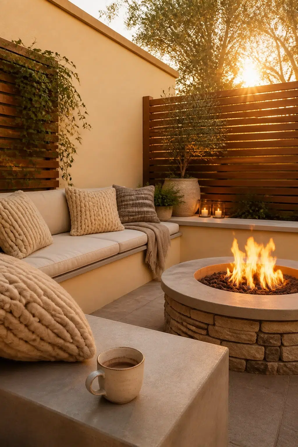 warm patio featuring Banana Cream by Sherwin-Williams