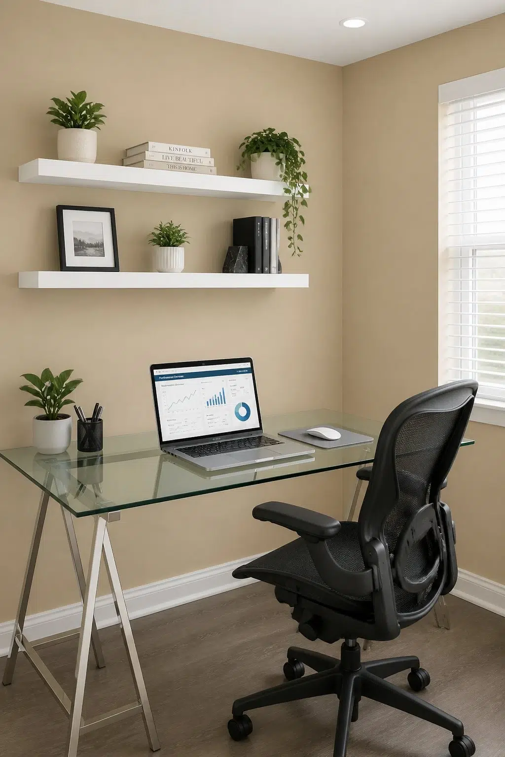 Sherwin-Williams Basket Beige in a contemporary home office