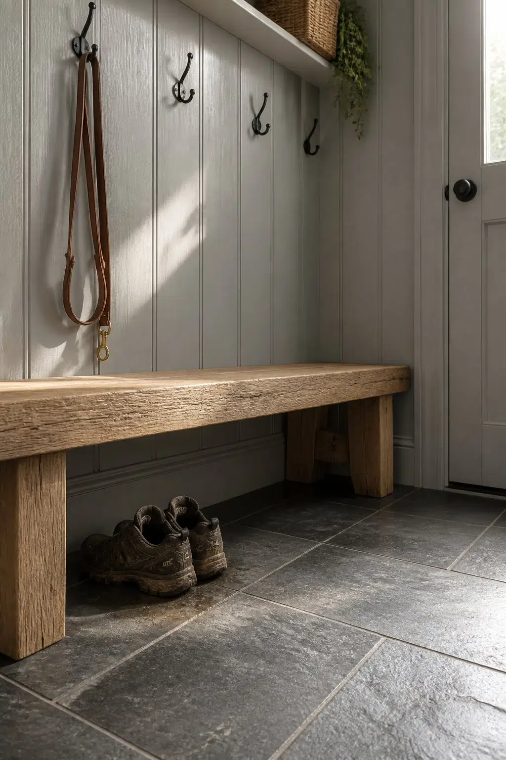 Bedrock paint in a rustic modern mudroom