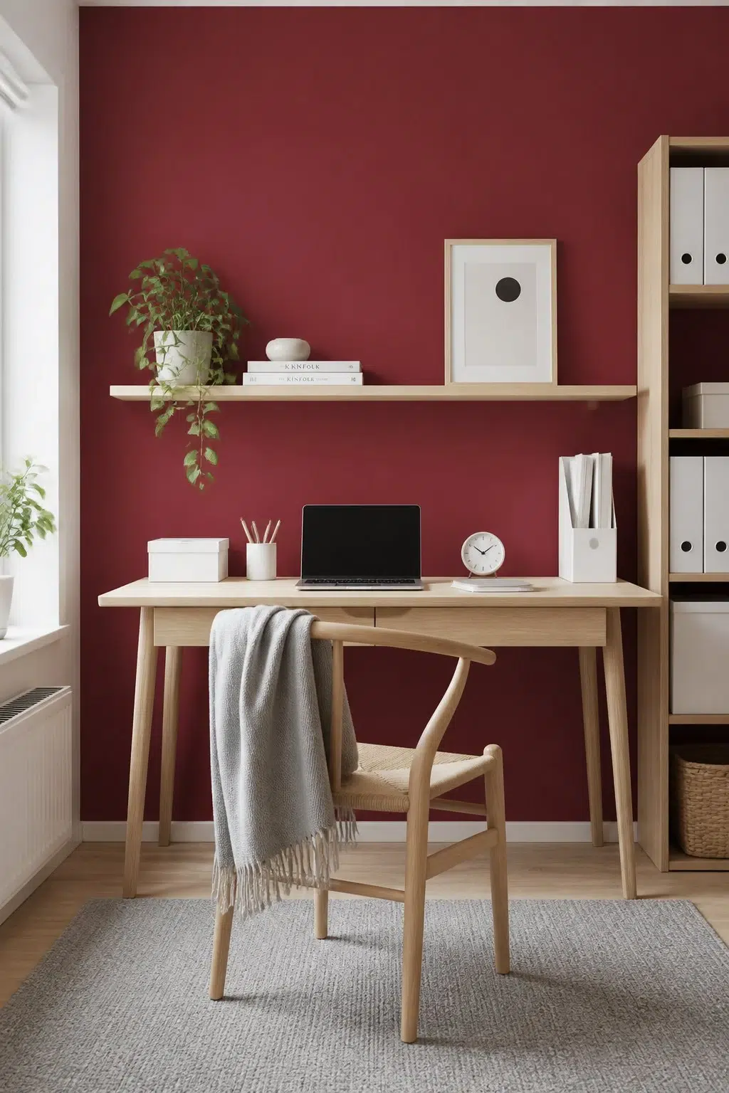 Sherwin-Williams Beetroot in a scandinavian home office