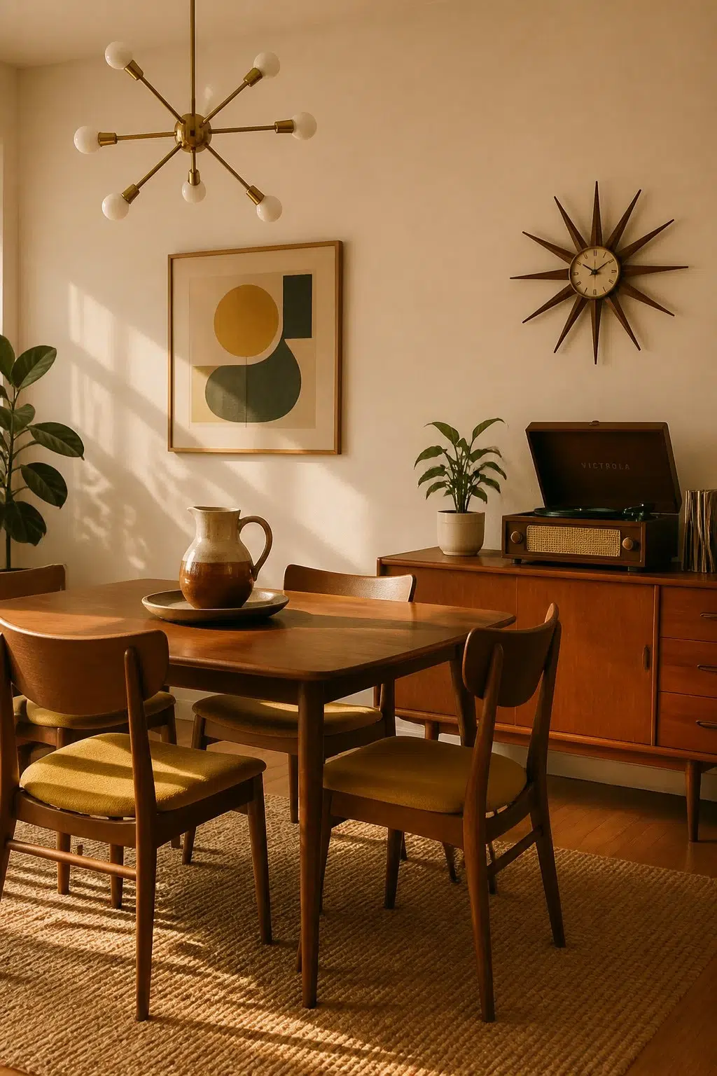 Beige paint in a mid century dining room