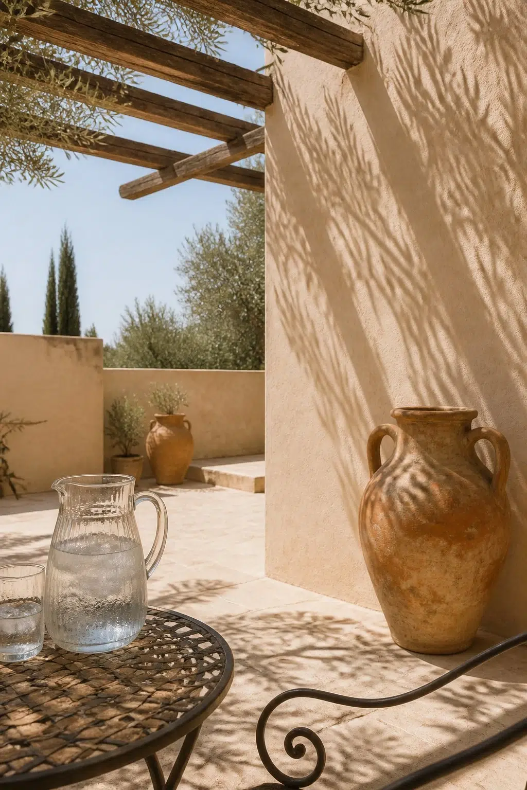 mediterranean patio featuring Beige by Sherwin-Williams