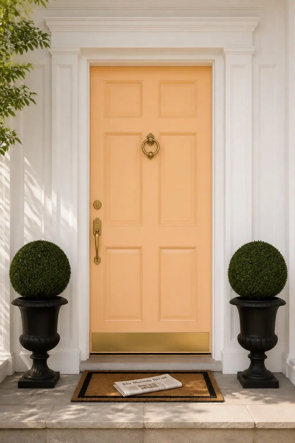 traditional front door featuring Bellini Fizz by Sherwin-Williams