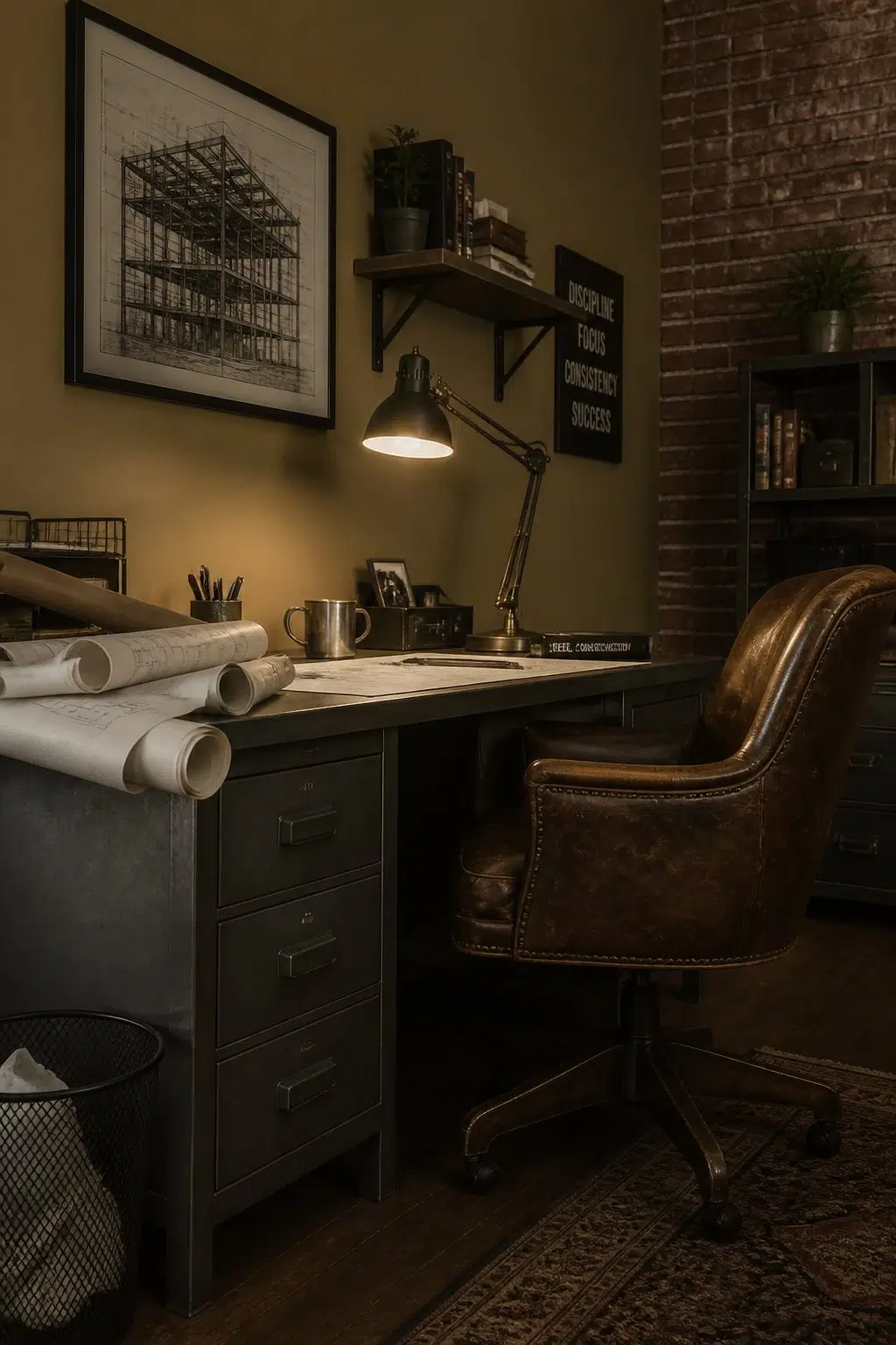 Sherwin-Williams Bengal Grass in a industrial home office