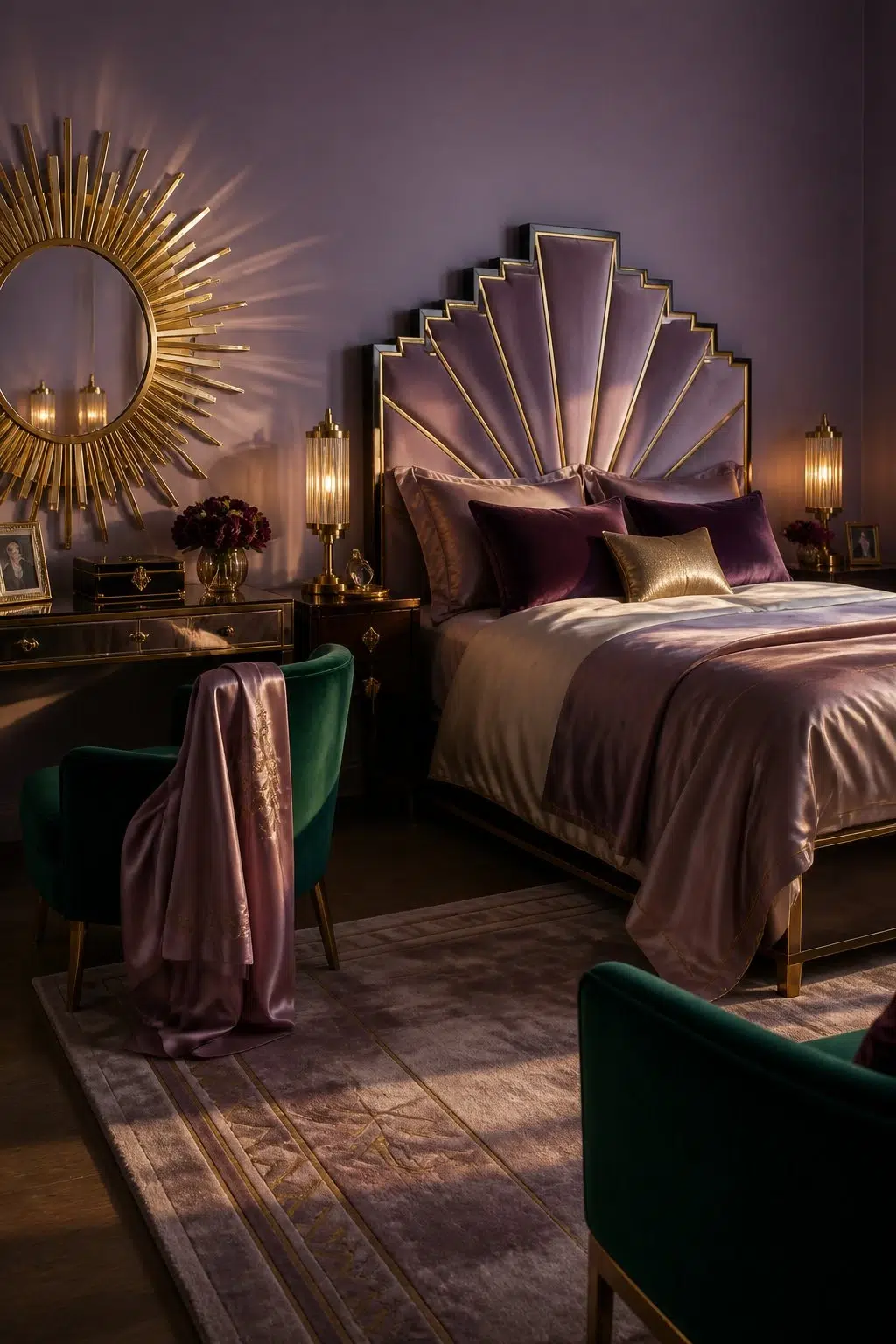 A art deco bedroom painted in Berry Cream
