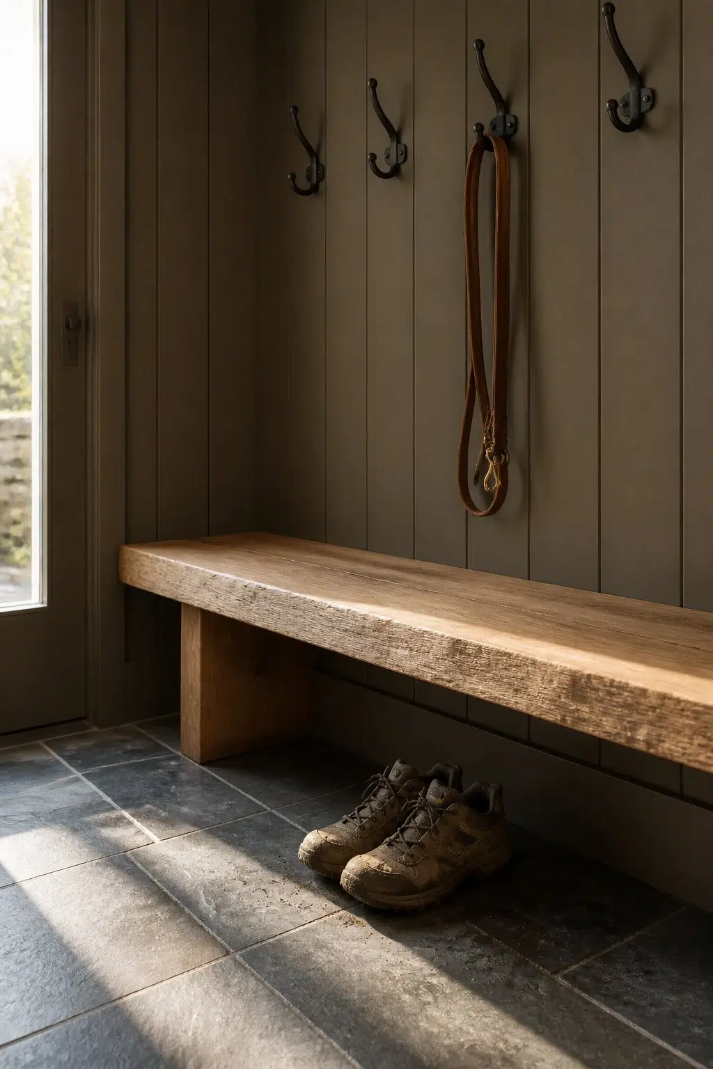 Best Bronze paint in a rustic modern mudroom