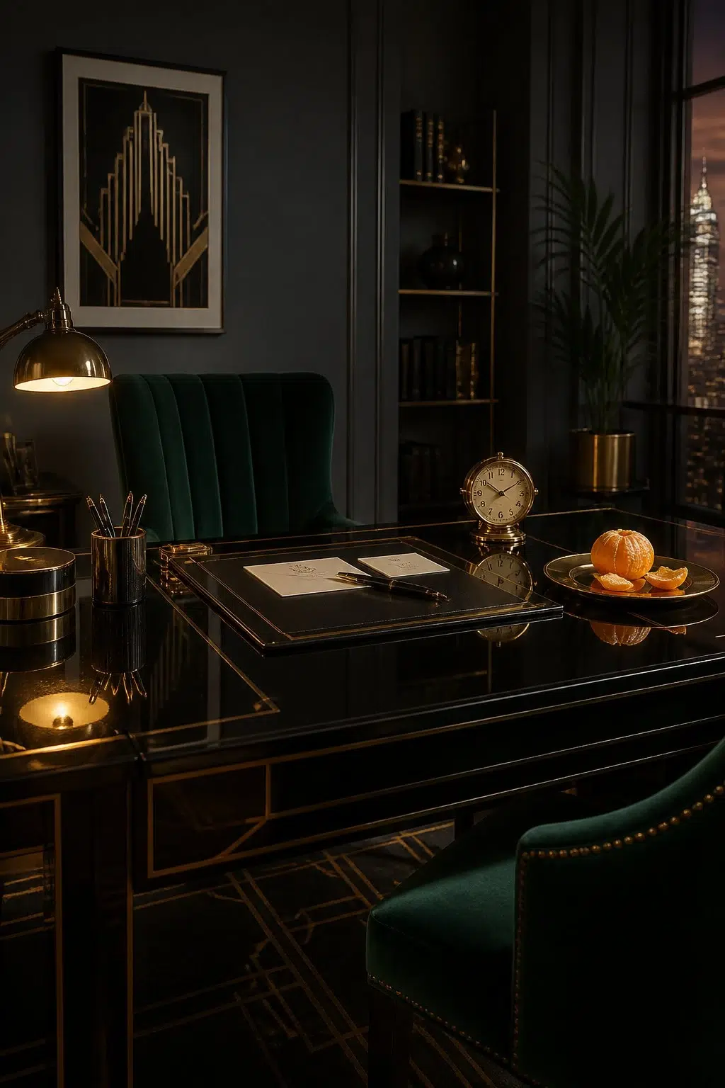 Sherwin-Williams Big Dipper in a art deco home office