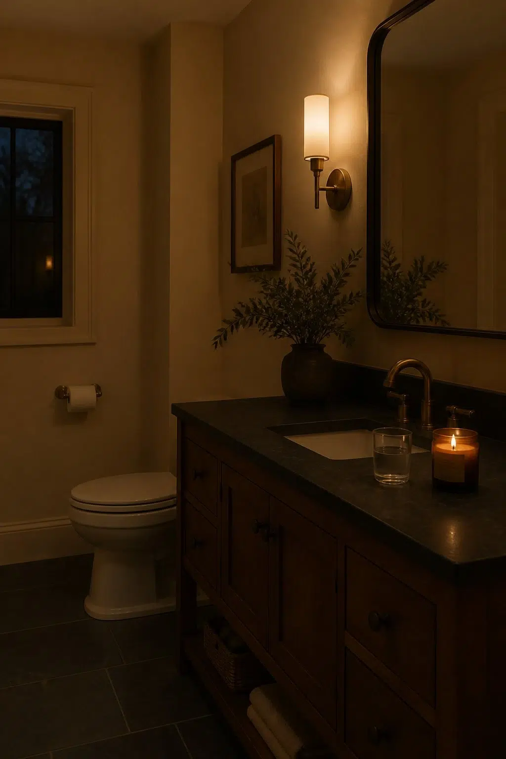 Biltmore Buff — moody bathroom