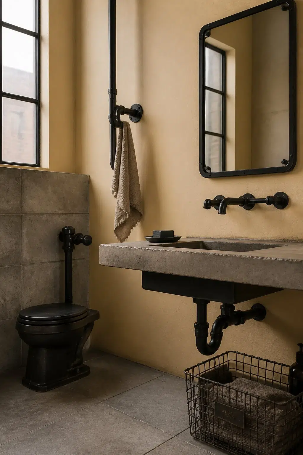 Birdseye Maple — industrial bathroom
