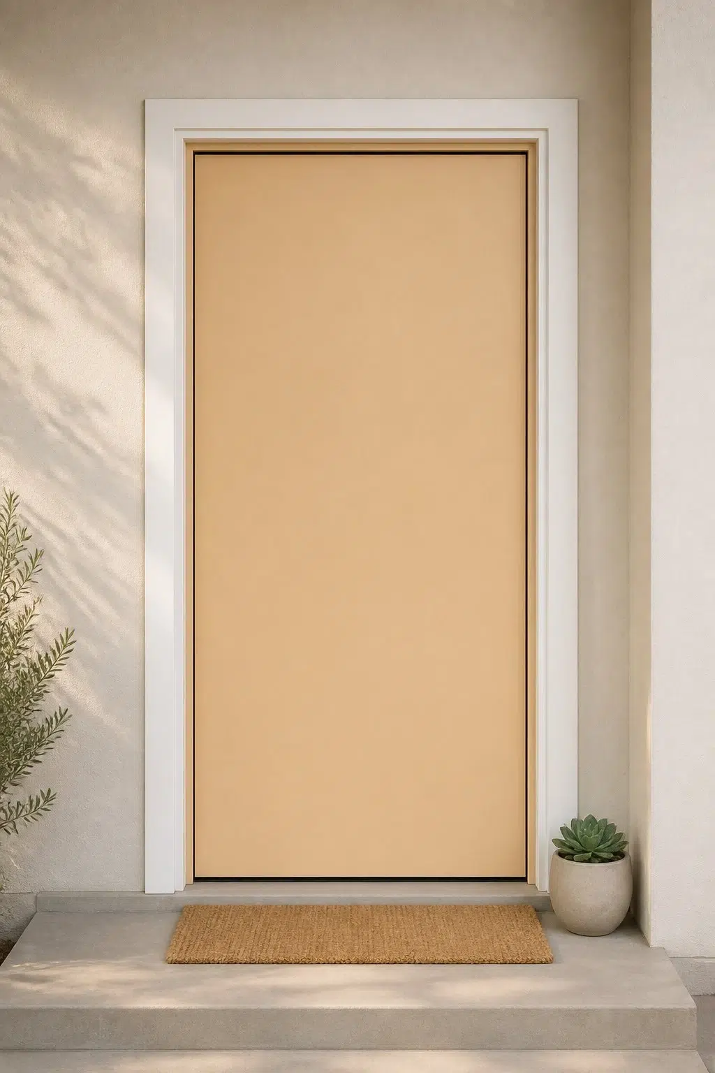 minimalist front door featuring Birdseye Maple by Sherwin-Williams