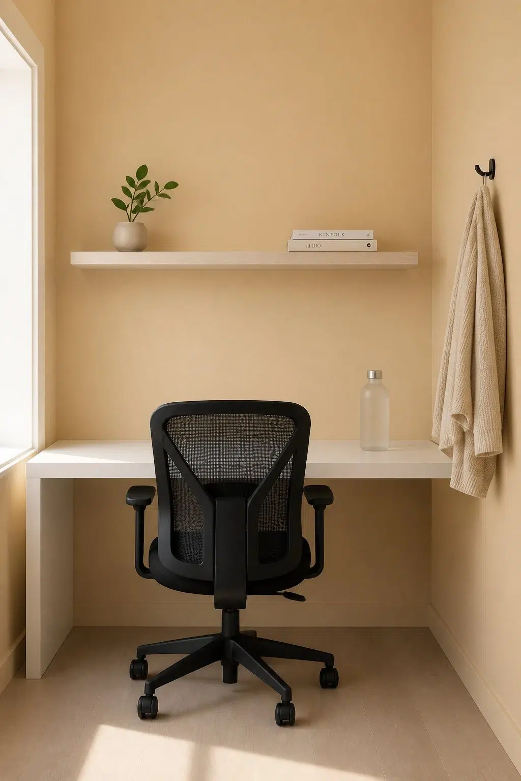 Sherwin-Williams Birdseye Maple in a minimalist home office