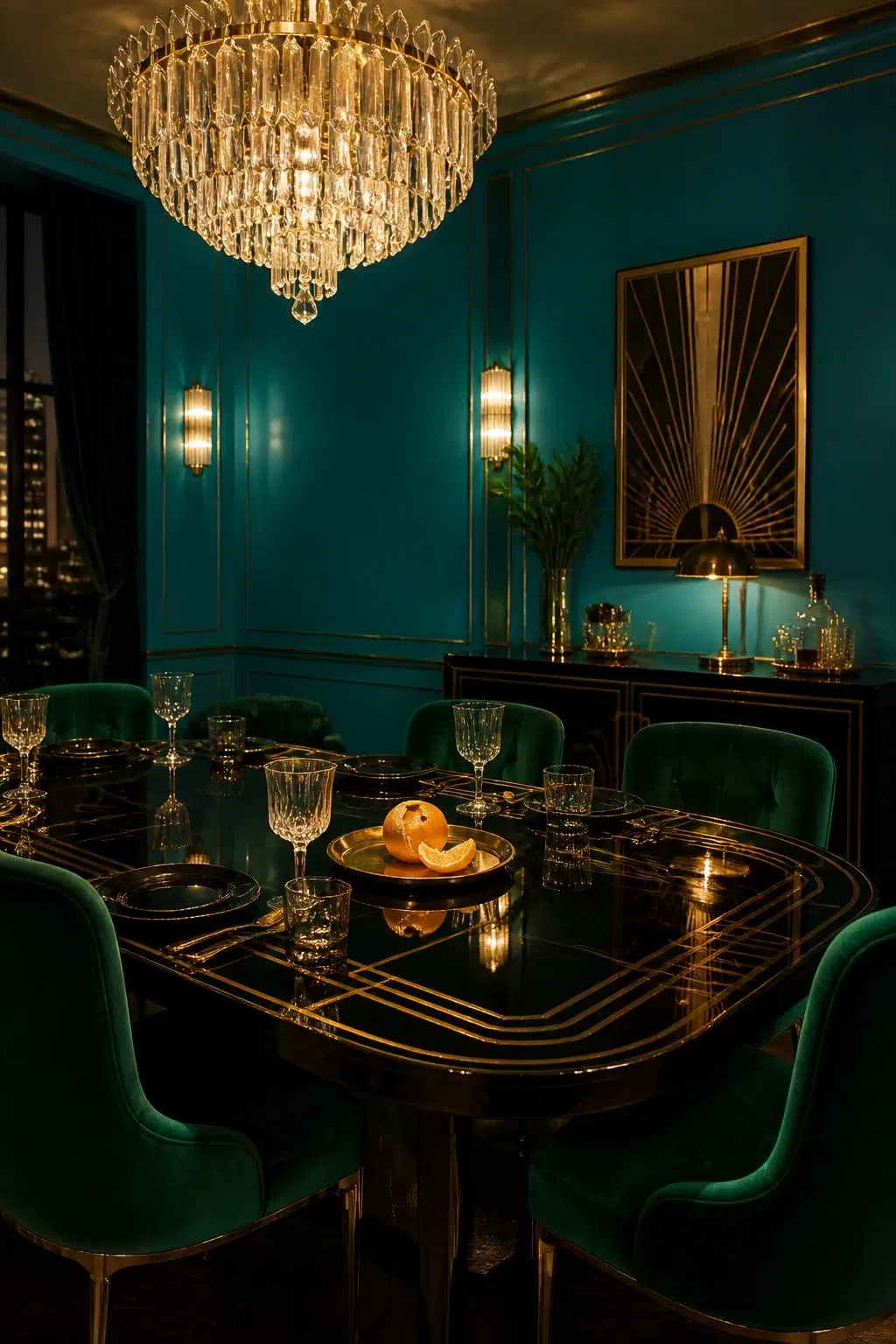 Biscay paint in a art deco dining room