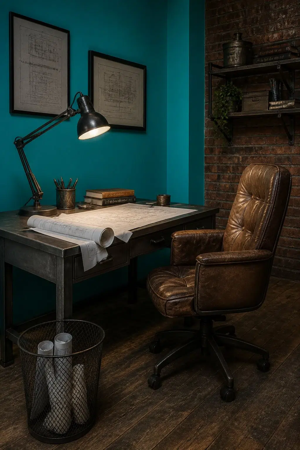 Sherwin-Williams Biscay in a industrial home office