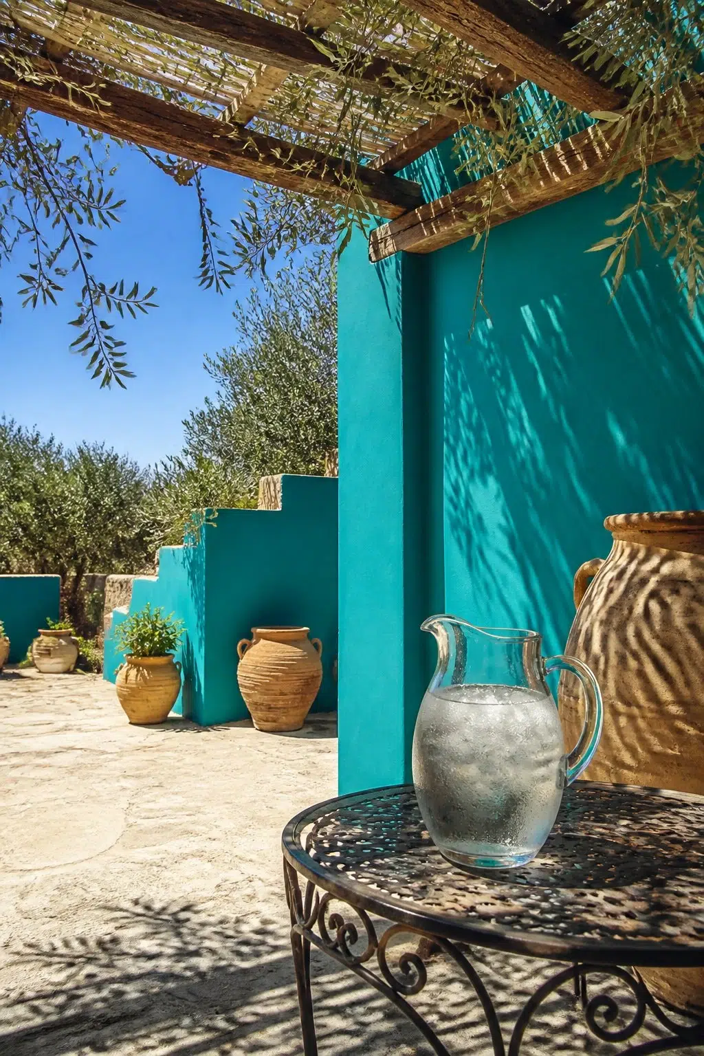 mediterranean patio featuring Biscay by Sherwin-Williams