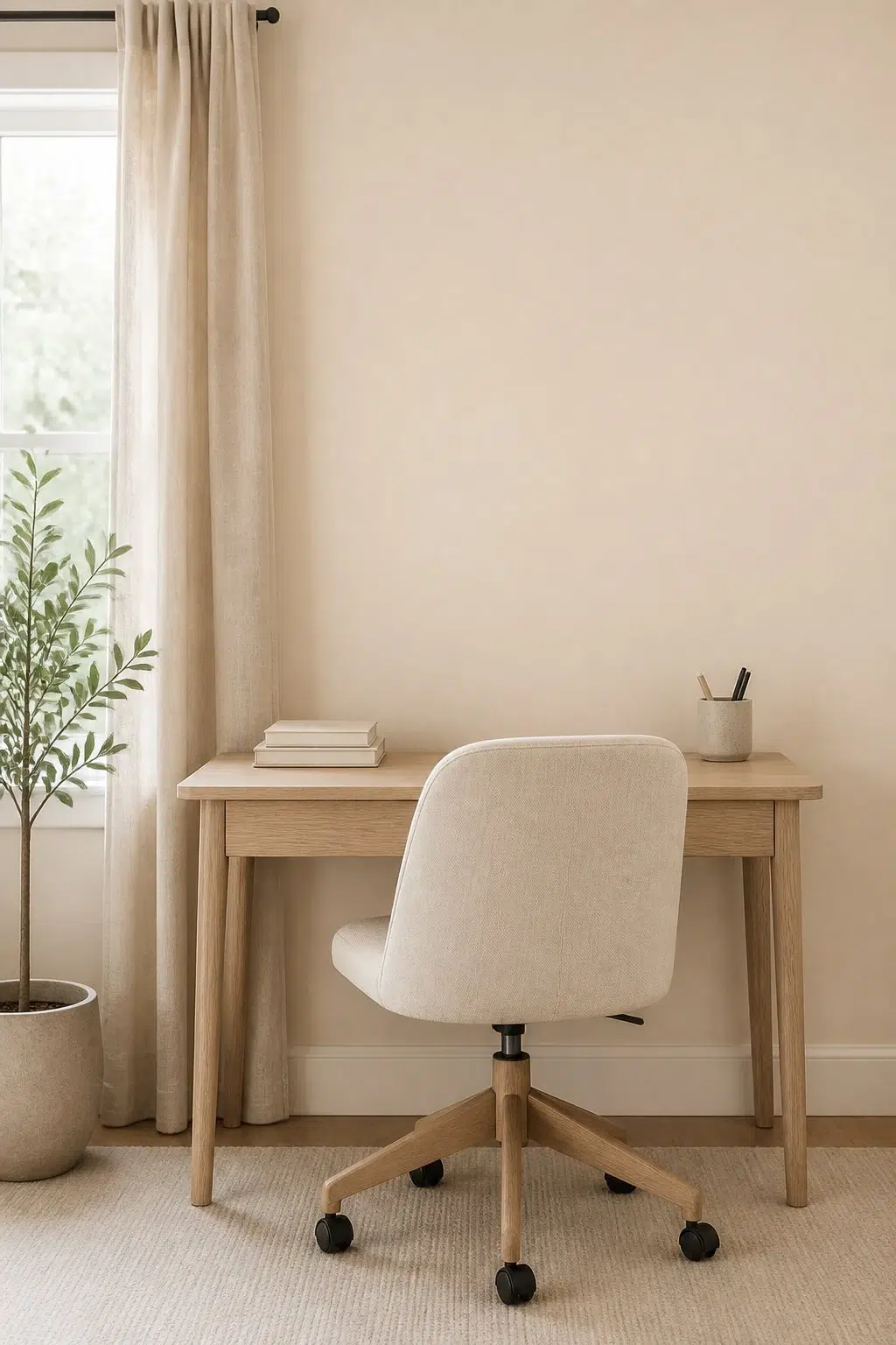 Sherwin-Williams Biscuit in a neutral home office