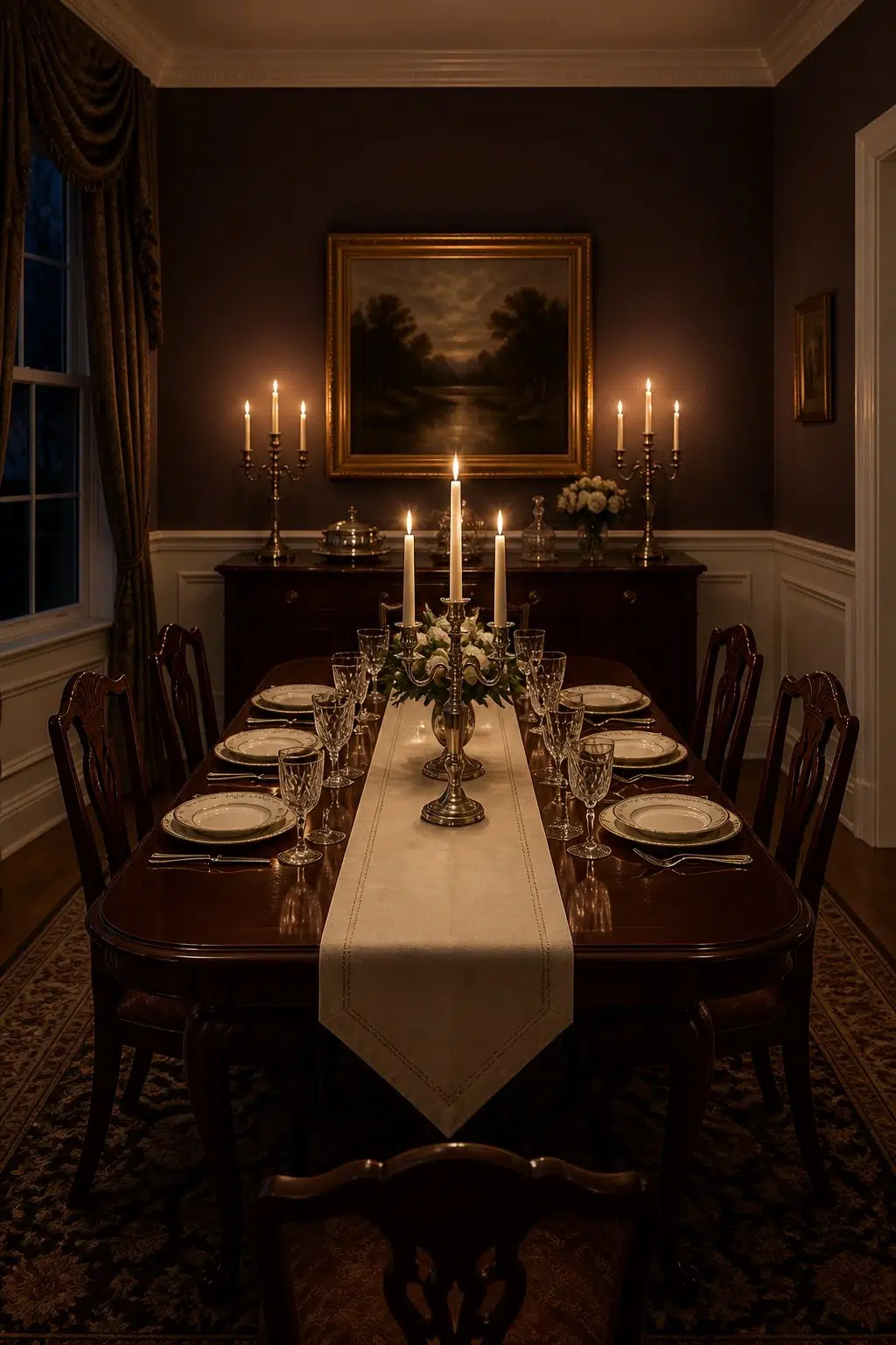 Bitter Chocolate paint in a traditional dining room