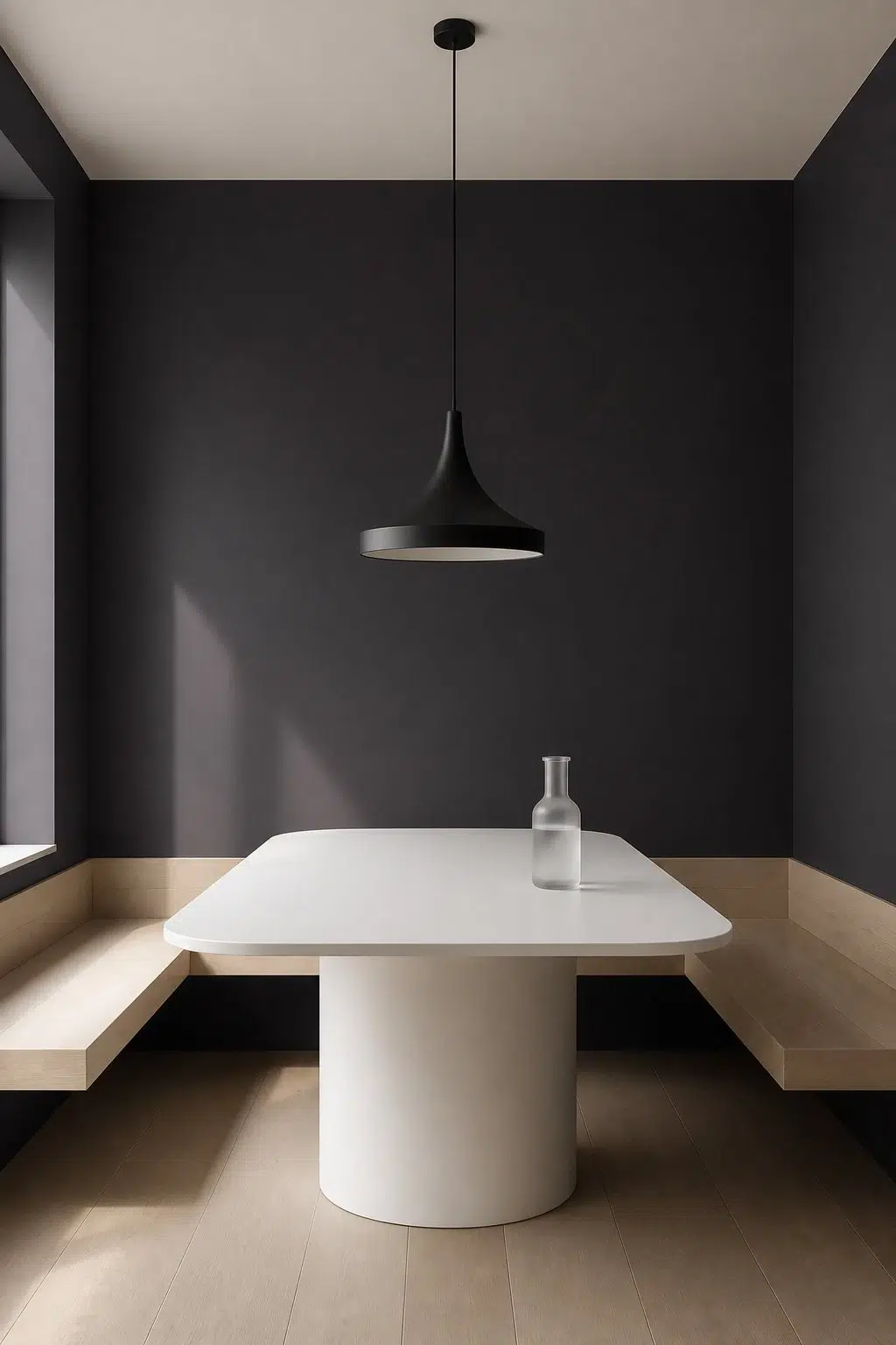 Black Swan paint in a minimalist dining room