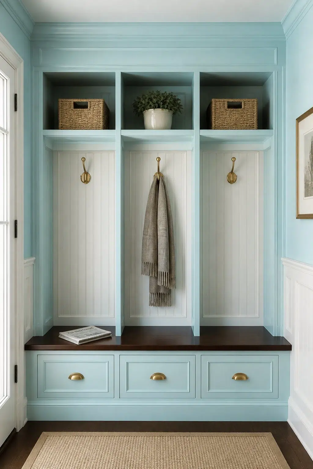 Blue Bauble paint in a traditional mudroom