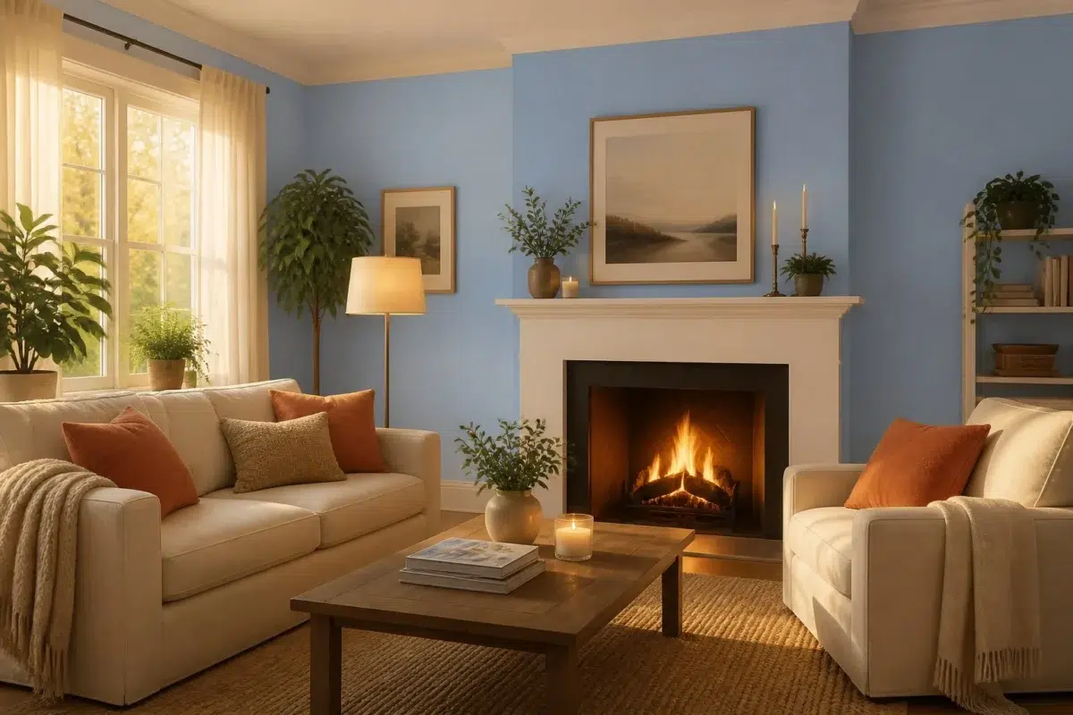 Blue Beyond paint color — Living Room (Cozy)