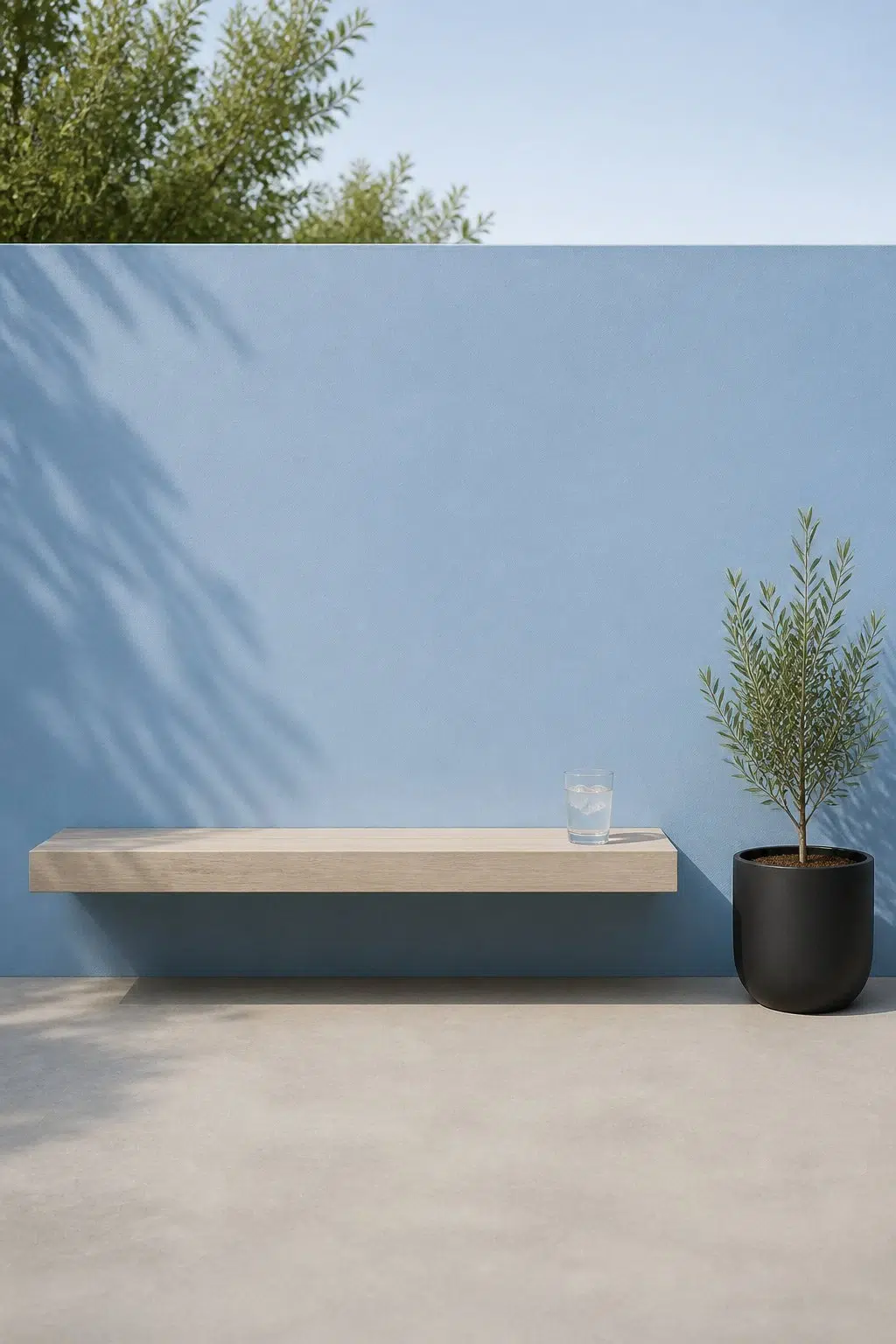 minimalist patio featuring Blue Beyond by Sherwin-Williams