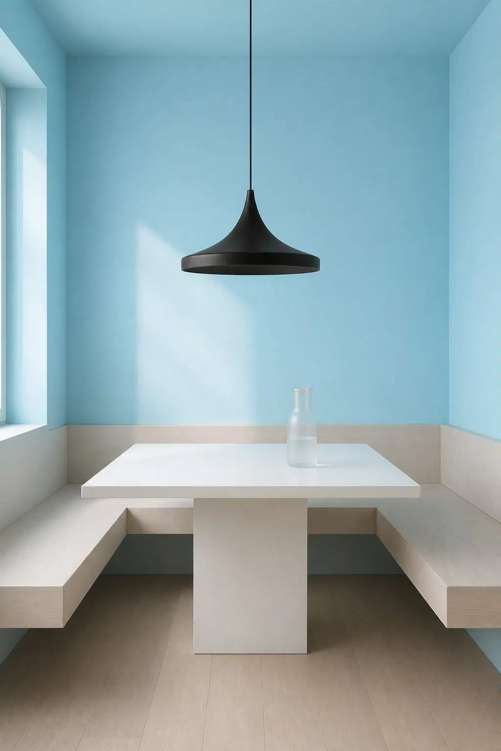 Blue Click paint in a minimalist dining room