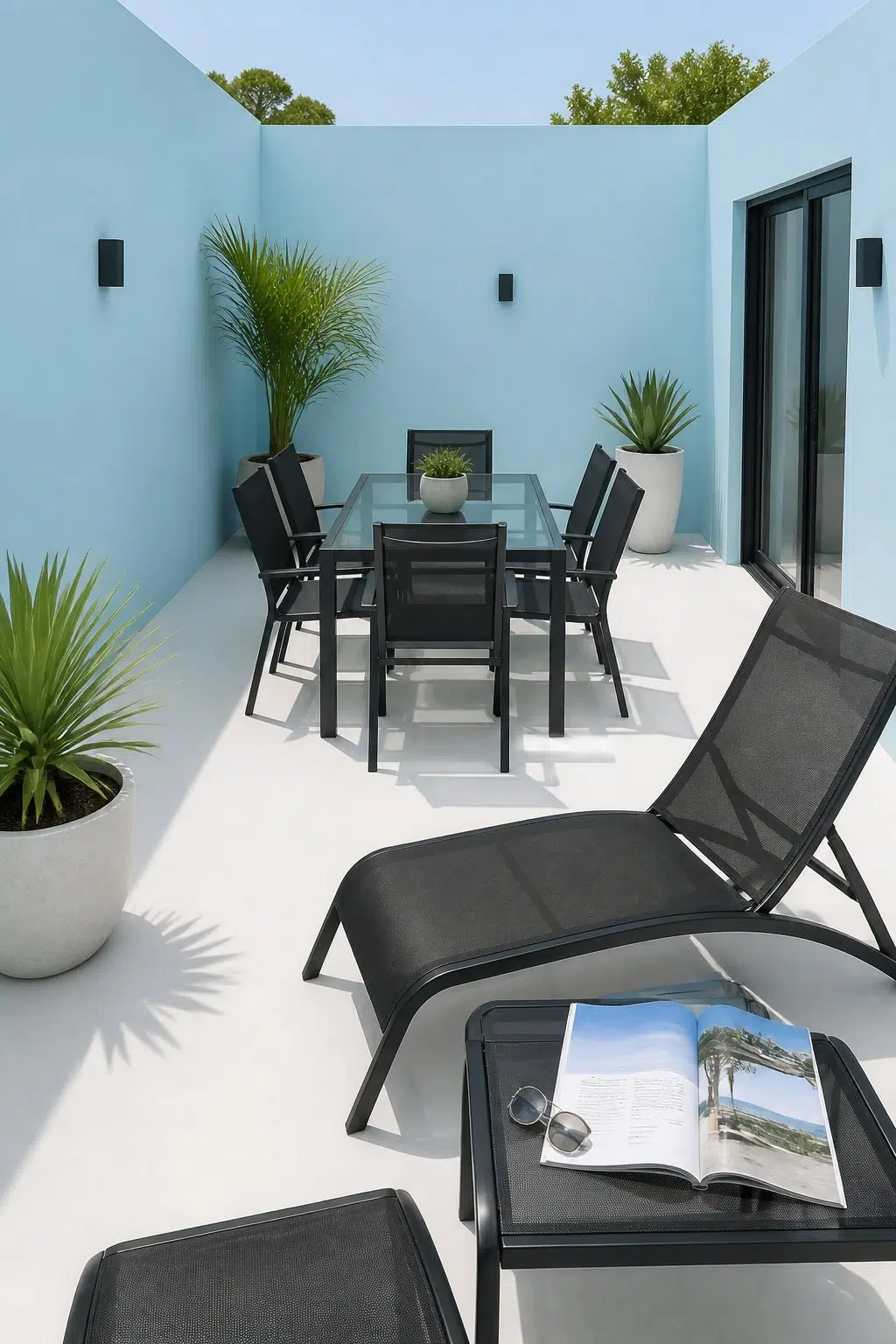 contemporary patio featuring Blue Click by Sherwin-Williams