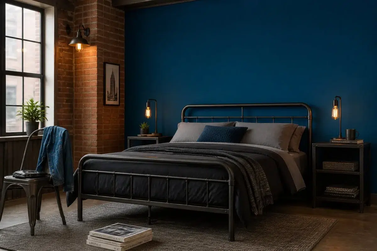 Blue Grotto paint color — Bedroom (Industrial)