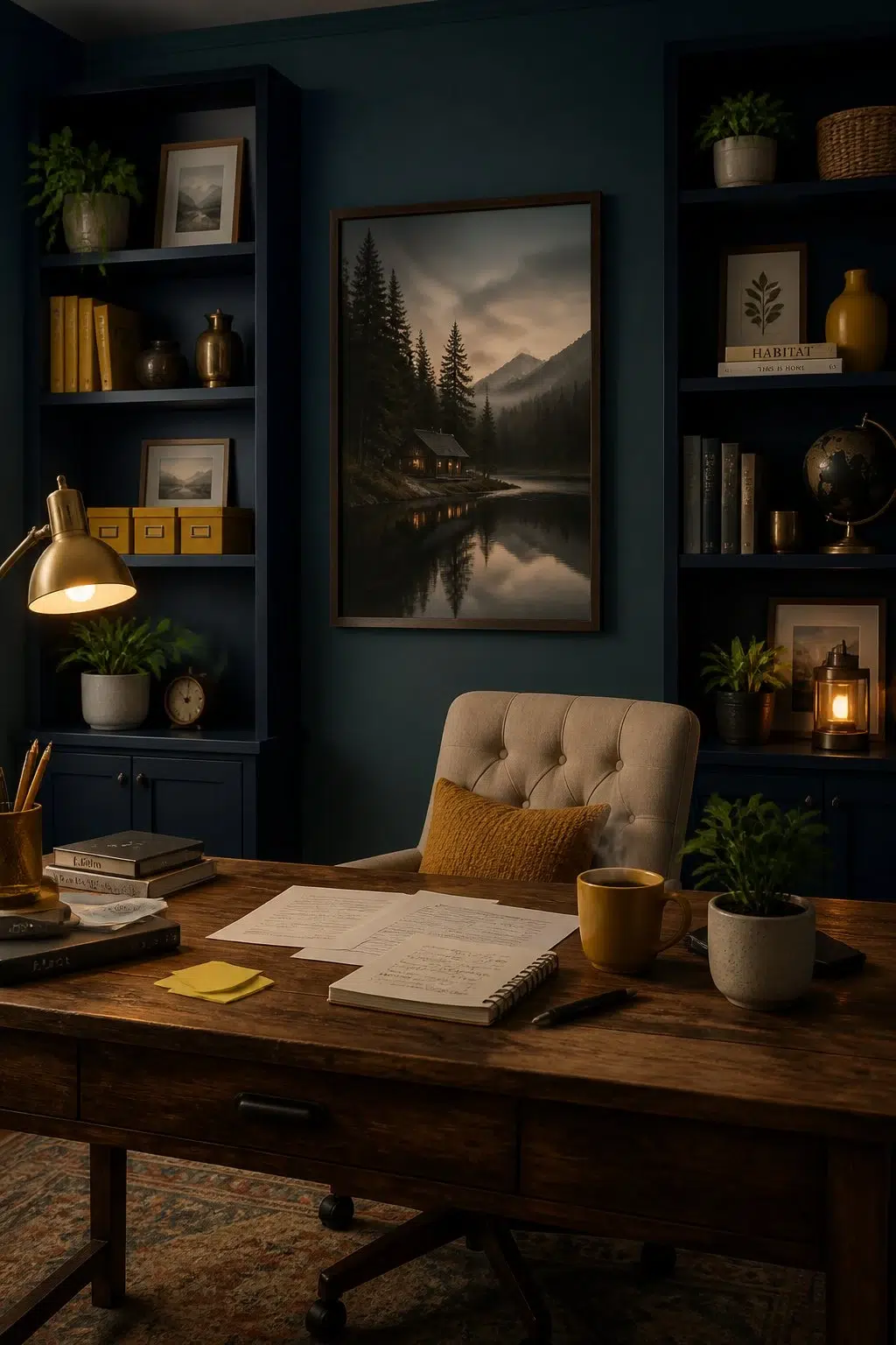 Sherwin-Williams Blue Hill in a unique home office