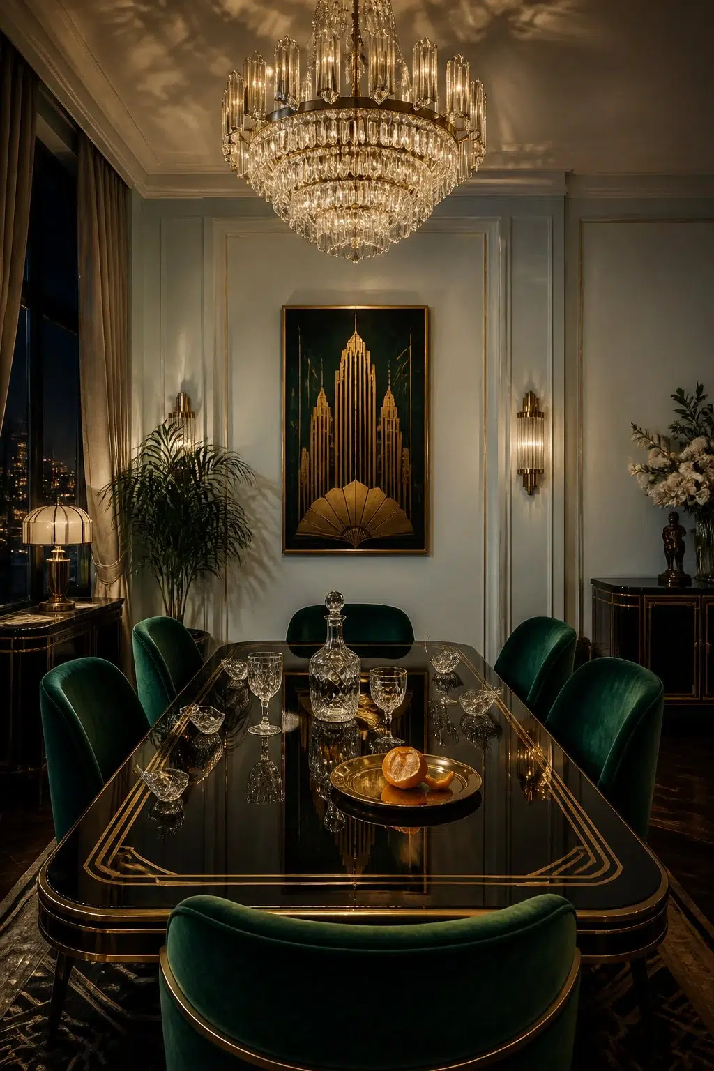 Blue Horizon paint in a art deco dining room
