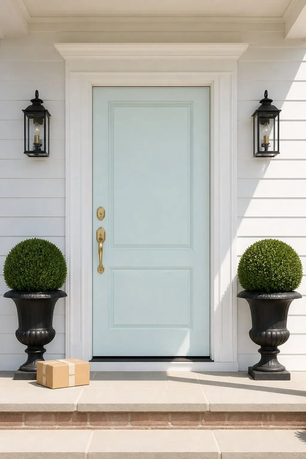 classy front door featuring Blue Horizon by Sherwin-Williams