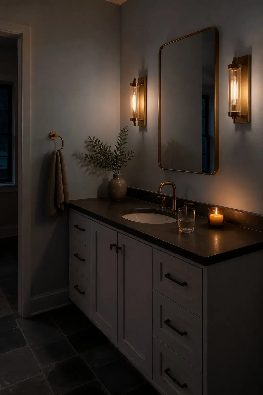 Blue Iris — moody bathroom