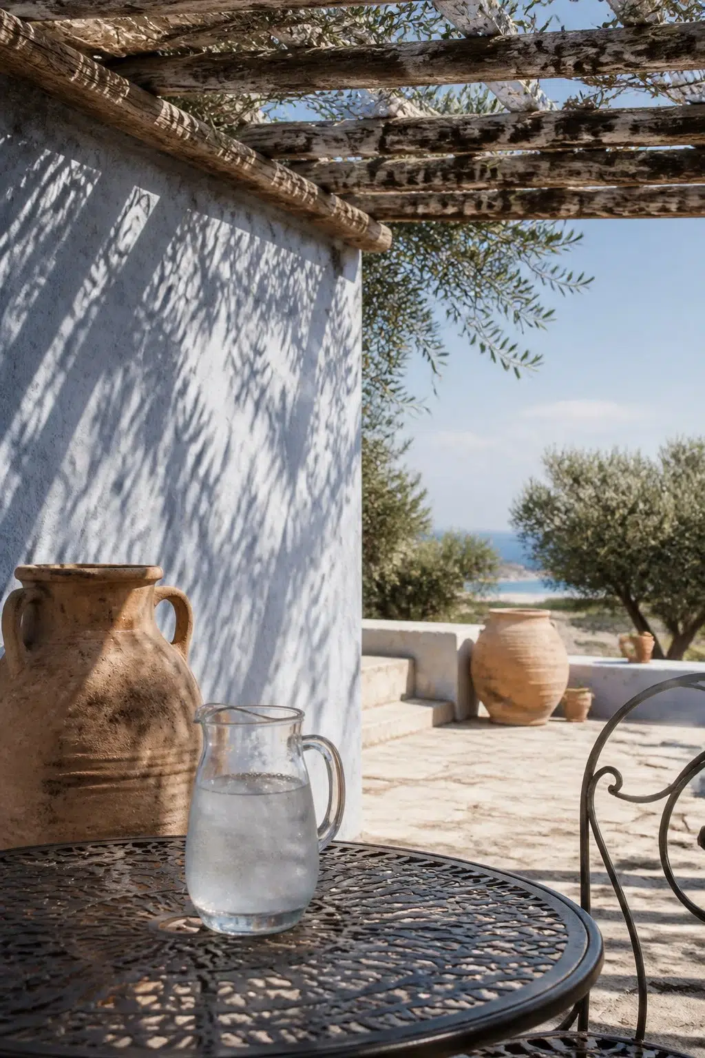 mediterranean patio featuring Blue Iris by Sherwin-Williams