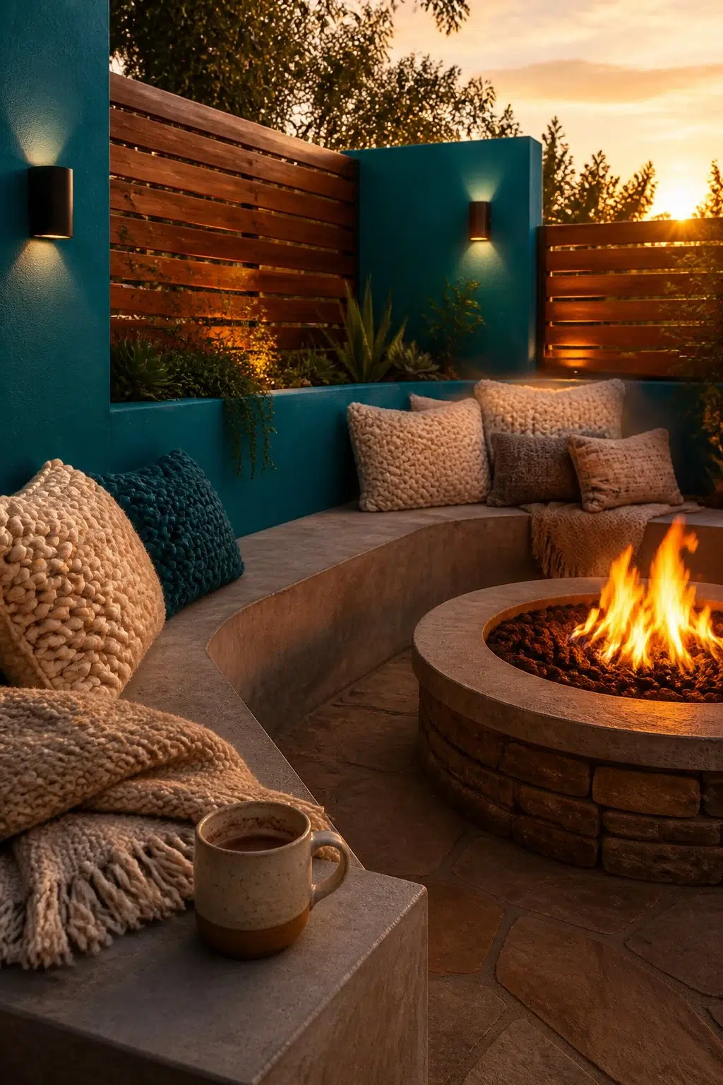 warm patio featuring Blue Mosque by Sherwin-Williams