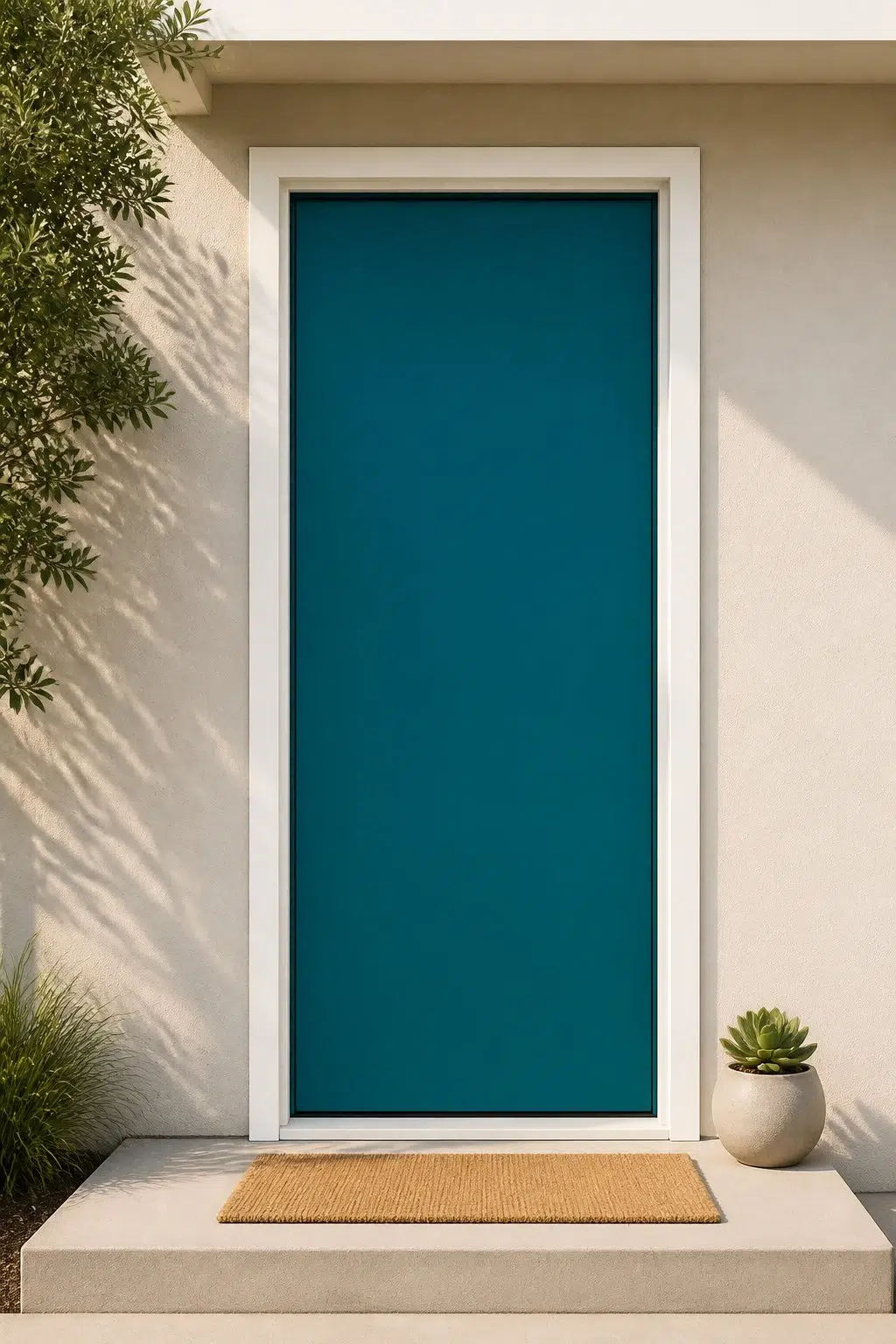 minimalist front door featuring Blue Nile by Sherwin-Williams